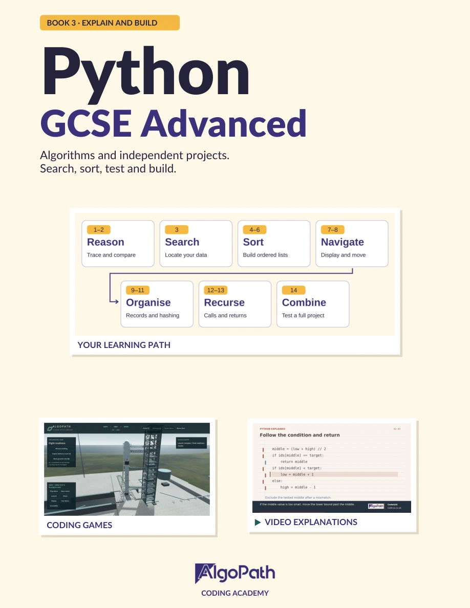 Python GCSE Advanced: Algorithms and independent projects — front cover